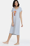 Zivame Harry Potter Knit Cotton Mid length Nightdress - Grey Melange — thumbnail 2